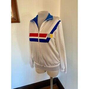 VTG Quantum Sportswear Jacket Full Zip Tennis Preppy Track Suit  Small 80s White